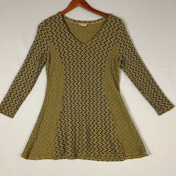 Tianello Tops - Tianello Tunic A-Line Dress Women's S Sage Green Python Textured Stretch‎ V-Neck